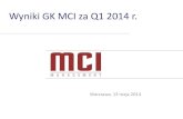 Wyniki GK MCI za Q1 2014 r. · 2 Podsumowanie Q1 2014 r. Najważniejsze zdarzenia •108,5 mln zł zysku netto w Q1 2014 roku •Aktywa netto 873 mln zł •Aktywa netto na jedną