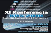 Program-BOS2010 2010-09-17 · Gospodarzem BOS 2010 jest Uniwersytet Technologiczno-Przyrodniczy w Byd-goszczy, z którego Wydziałem Zarządzania zarówno PTBOiS, jak i IBS PAN współpracują