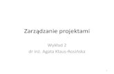 dr inż. Agata Klaus Rosińskaksz.pwr.edu.pl/wp-content/uploads/agakla1283/pdf/ZP_3.pdfprojektu jest powołanie zespołu projektowego i osadzenie go w strukturze organizacyjnej przedsiębiorstwa.