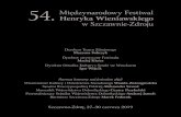 54. Międzynarodowy Festiwal · 2019. 6. 24. · Henryk Wieniawski (1835–1880) Souvenir de Moscou op. 6 Legenda op. 17 Jak mawiał Sir Yehudi Menuhin, skrzypce włoskiego mistrza