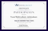 Yusuf Bahrudeen Jalaludeen - Averyx Group · Yusuf Bahrudeen Jalaludeen Jadd Shalak Held in Dubai , UAE on January 9, 2018 Training Facilitator, Averyx Group Presented to of VERYXGROUP.