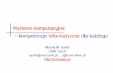 Myślenie komputacyjne NT 2018 MMSyslokassk.pl/kassk2018/materialy/Myślenie komputacyjne_NT...Terminologia: computing= komputyka dr Andrzej Walat ks. prof. Józef Kloch, Myślenie