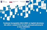 Fundusze Europejskie 2014-2020 na kapitał obrotowy dla ... · 2. Dotacje na kapitałobrotowy dla samozatrudnionych, mikro i małychprzedsiębiorstw 3. Pożyczkipłynnościowe a)