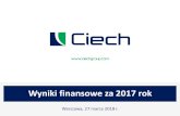 Wyniki finansowe za 2017 rok - CIECH · 2018. 3. 27. · 2 2017 –executive summary Wyniki finansowe za 2017 rok 3 579 mln PLN przychody Nieco niższe ceny sprzedaży sody kalcynowanej