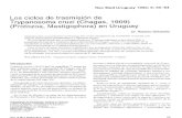 Los ciclos de trasmisión de Trypanosoma cruzi (Chagas ... · Trypanosoma cruzi (Chagas, 1909) (Protozoa, Mastigophora) en Uruguay Dr. Roberto Salvatella Trypanosoma cruzi presenta