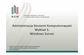Administracja Sieciami Komputerowymi Wykład 1: Windows …home.agh.edu.pl/~pmarynow/pliki/2019PR/wyklad1.pdf · Wykład 1: Windows Server Wydział Inżynierii Metali i Informatyki