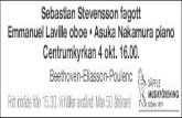 Sebastian Stevensson fagott Emmanuel Laville oboe • Asuka … · 2020. 9. 30. · Sebastian Stevensson fagott Emmanuel Laville oboe • Asuka Nakamura piano Centrumkyrkan 4 okt.