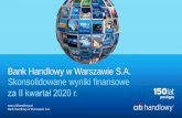 New Bank Handlowy w Warszawie S.A. Skonsolidowane wyniki … · 2020. 9. 24. · 1 mld nowego finansowania dla klientów instytucjonalnych w Q2’20; Wolumeny kredytowe Banku urosły