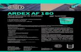 ARDEX AF 180 · Wykładziny gumowe do 3,2 mm, płyty akustyczne i maty odsprzęgające ARDEX, linoleum, wycieraczki o porowatym spodzie B1 TKB B1 430 - 480 g/m²* B2 Wykładziny igłowe,