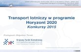 Transport lotniczy w programie Horyzont 2020...• Smarter flight control technologies for enhanced safety EU Funding + equivalent amount from Japan for at least 3 coordinated projects
