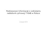 Podstawowe informacje o wdraŜaniu radiofonii cyfrowej T-DAB w …kigeit.org.pl/FTP/kl/STiRC/DAB_Plus_2014.pdf · 2014. 11. 19. · Programy radiofoniczne (1) • standard DAB+ nie