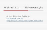 Wykład 11: Elektrostatyka - AGH University of Science and …layer.uci.agh.edu.pl/Z.Szklarski/11-Elektrostat-18.pdf · 2019. 3. 15. · Wydział Informatyki, Elektroniki i Telekomunikacji