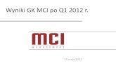 Wyniki GK MCI po Q1 2012 r. · 2015. 6. 30. · Wyniki GK MCI po Q1 2012 r. w mln PLN Q1 2012 Q1 2011 zmiana jednostkowy wynik netto MCI 10,1 28,2 -64% skonsolidowany wynik netto
