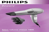 Salon volume vitesse 1800 - Philips...dyfuzor w pozycji poziomej i ułóż kilka pukli włosów na podstawie dyfuzora między paluszkami,zostawiając je tam przez kilka chwil.Delikatny