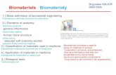 Biomaterials Biomateriały Bogusław MAJOR B iomateriały rok e-learning Biomaterials.pdfBiomateriały stanowią specyficzną grupę materiałów o różnym składzie, budowie i właściwościach,