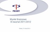 Wyniki finansowe III kwartał 2011/2012